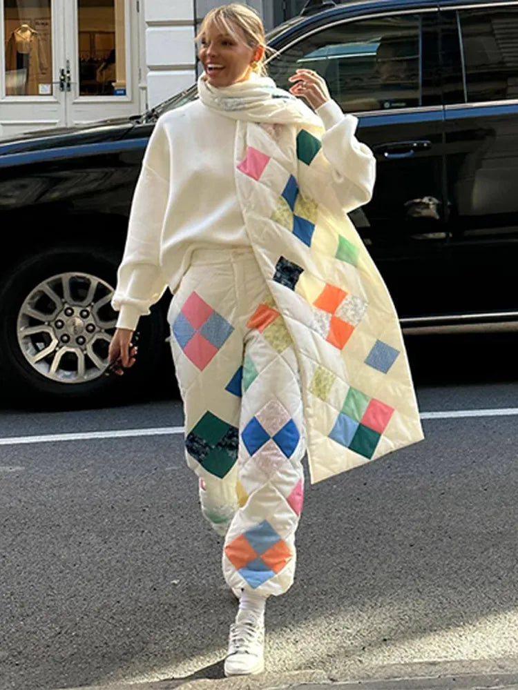 UNIKCOSA DiamondLace Printed Strap Jacket & Pants Set