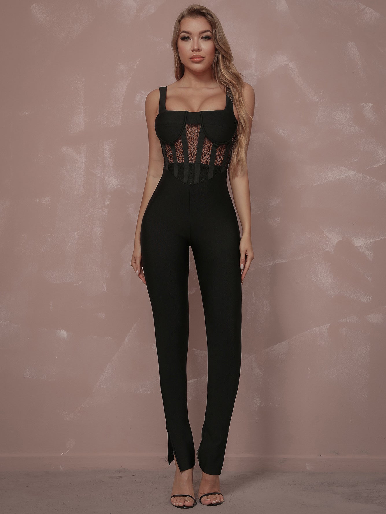 UNIKCOSA NoirFit Jumpsuit With Lace Detailing Elegance 🖤
