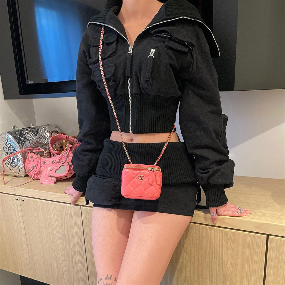 UNIKCOSA LuxeEase Two-Piece Set Crop Top Miniskirt 💫