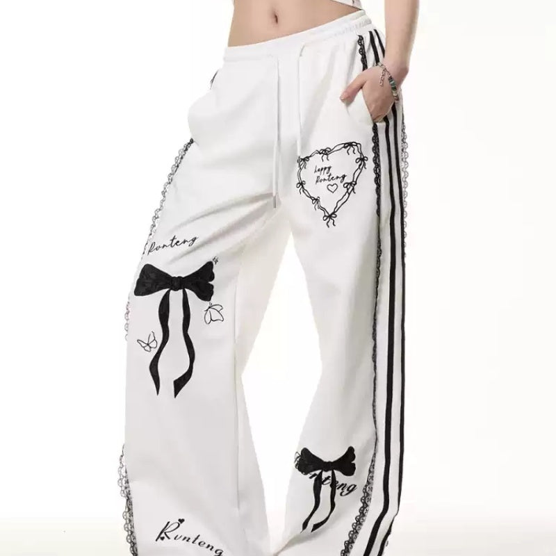 UNIKCOSA Velora Vintage Bow Lace Straight Leg Pants 💫