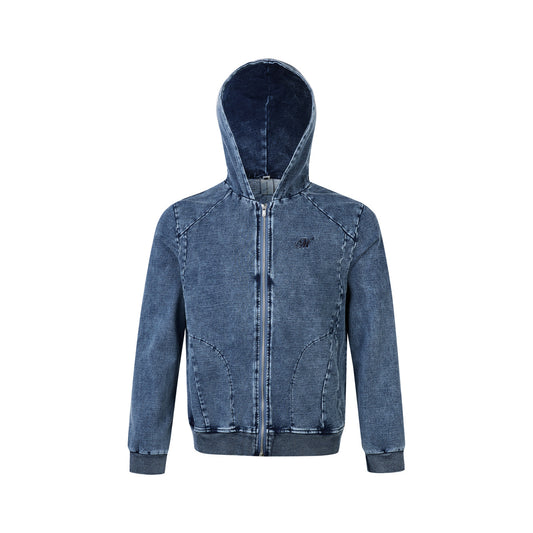 UNIKCOSA Velora Slim Fit Denim Hooded Sweatshirt Jacket π«