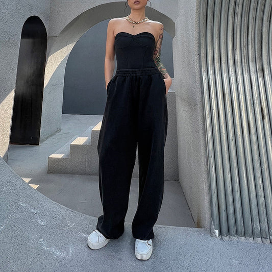 UNIKCOSA Velora Two Piece Set Tube Top Vest Wide Leg Pants 💫