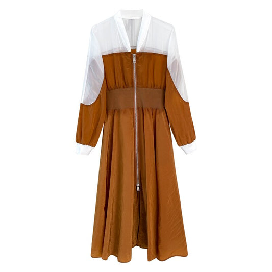 UNIKCOSA UrbanSoul Contrast Paneled Sheer Midi Dress 💫