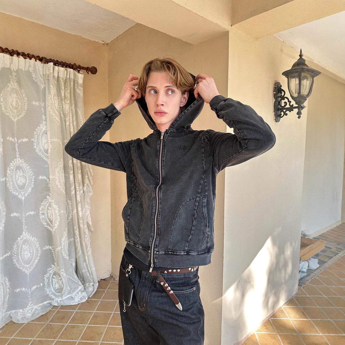 UNIKCOSA Velora Slim Fit Denim Hooded Sweatshirt Jacket 💫