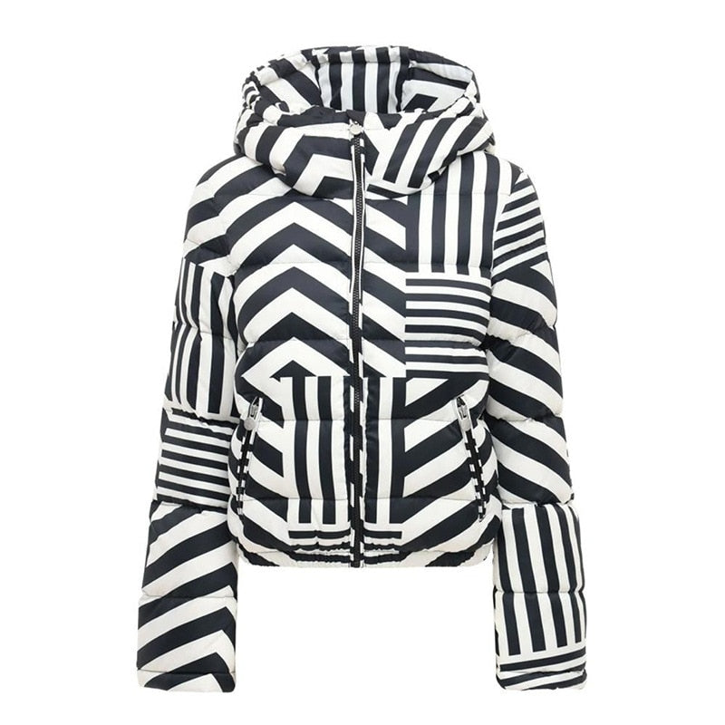 UNIKCOSA Velora Striped Down Jacket Hooded Parka Women π«