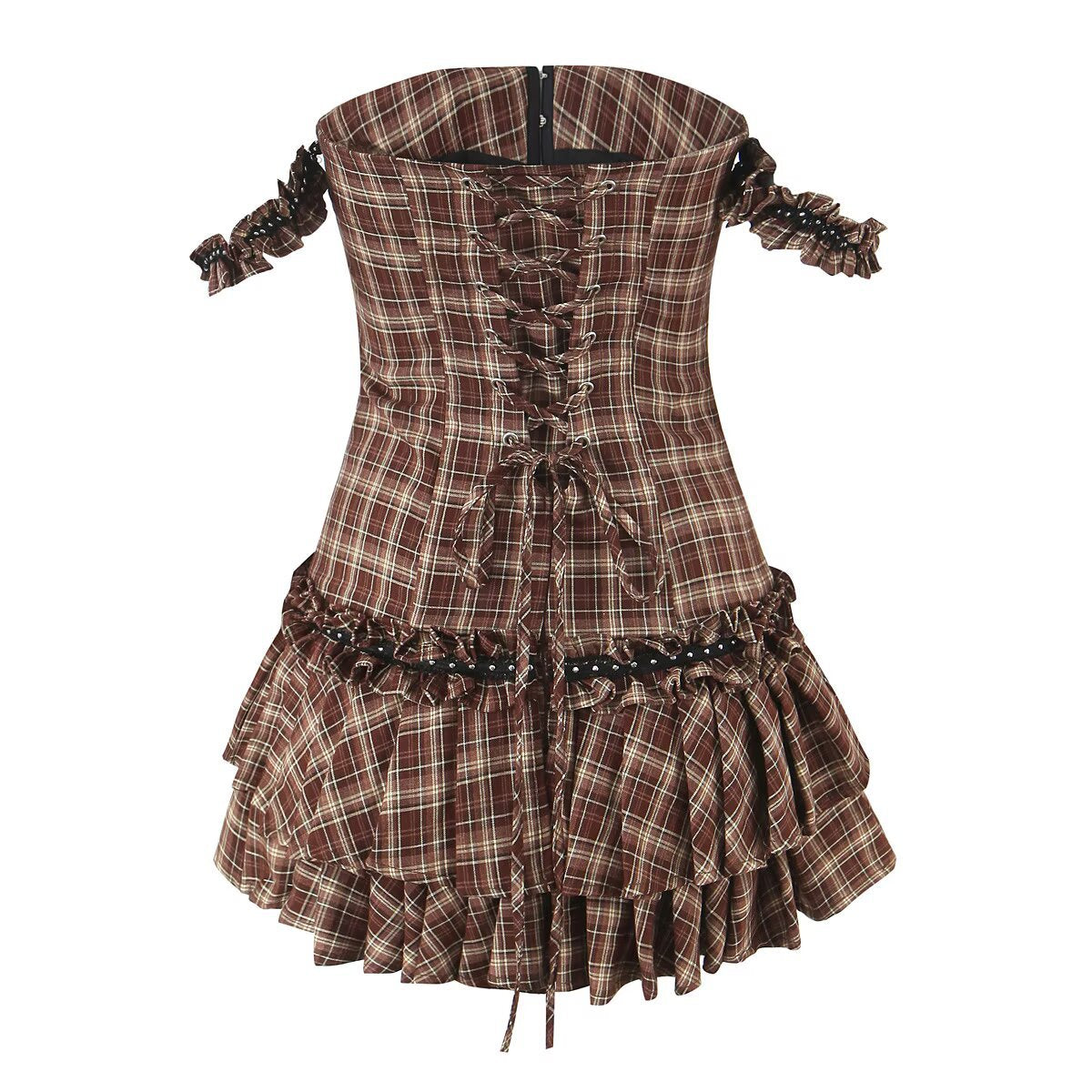 UNIKCOSA Velora Plaid Waist Cinching Strapless Dress ๐ซ