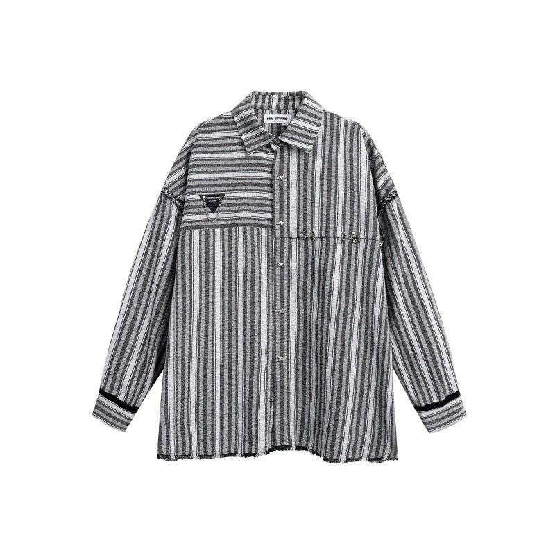 UNIKCOSA UrbanSoul Three Dimensional Striped Loose Shirt 💫