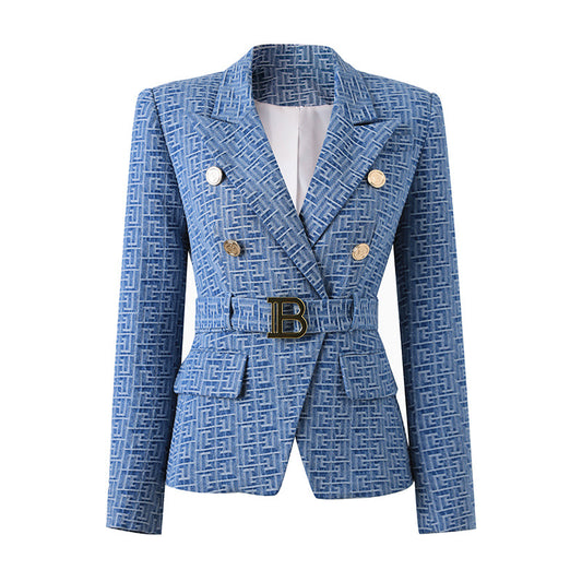 UNIKCOSA Velora DenimΓlite Blazer Geometric Jacquard π«