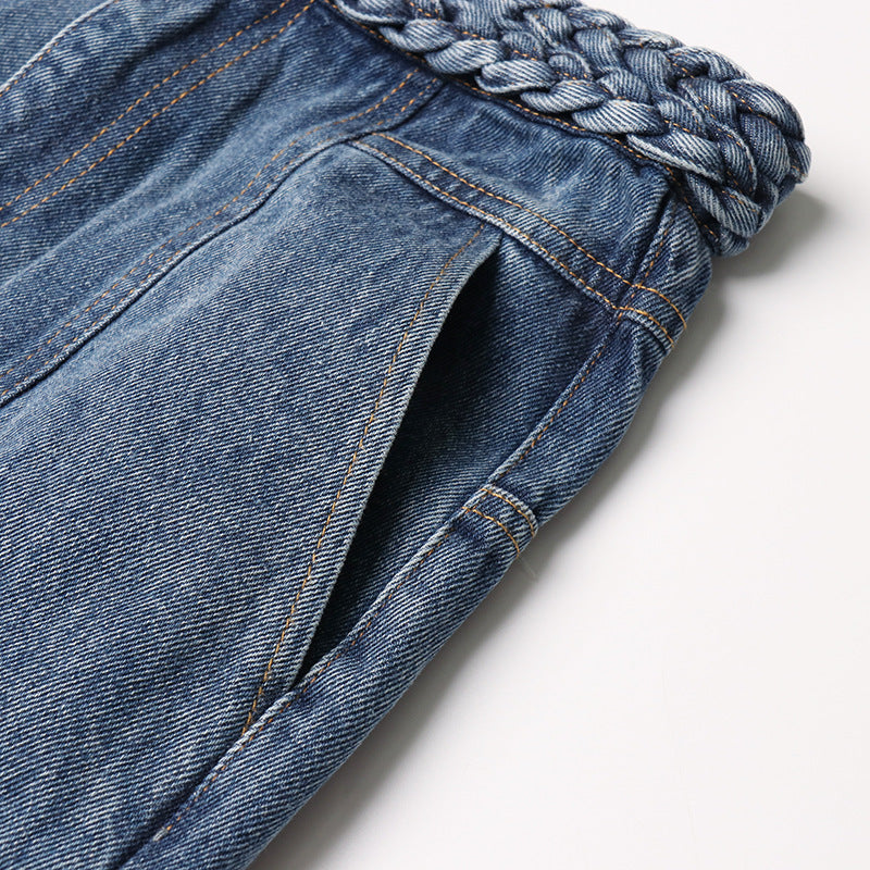 UNIKCOSA Velora WoveLine High Rise Jeans Washed Blue 💫