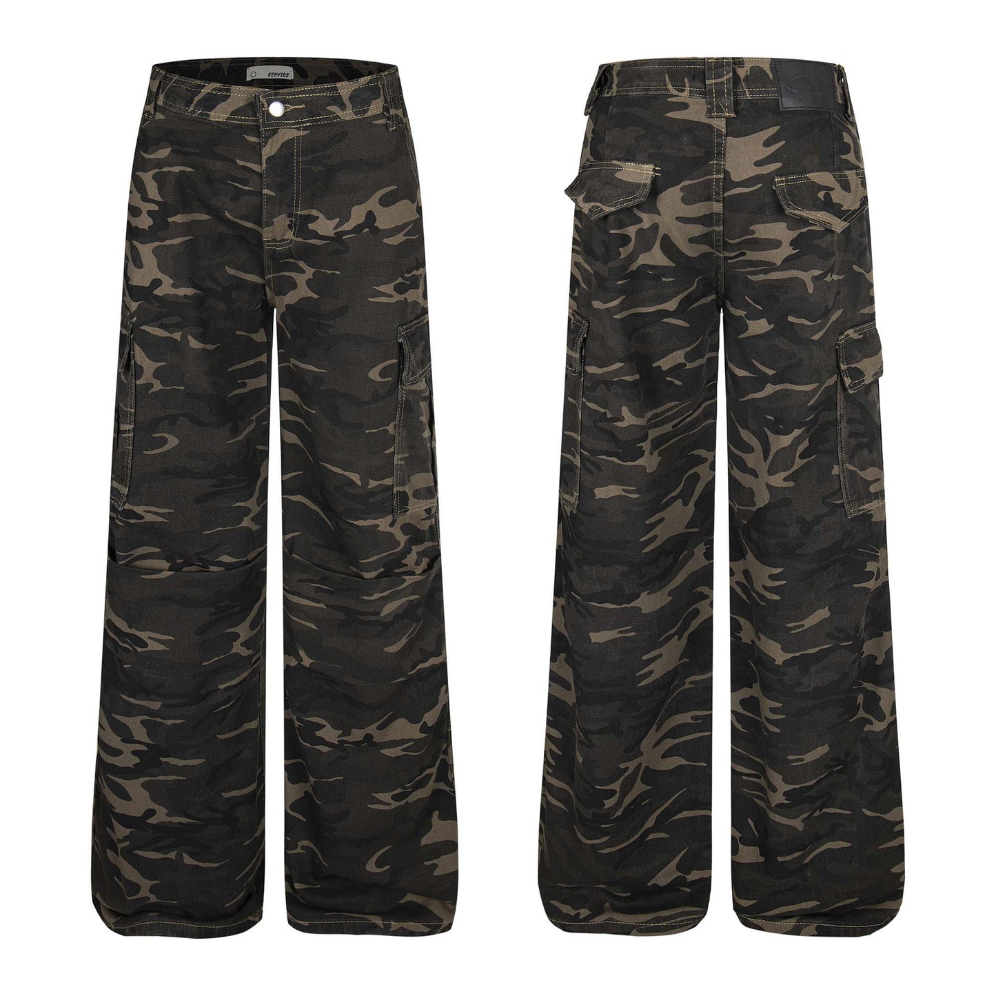 UNIKCOSA Velora Color Block Camouflage Denim Work Pants 🖤