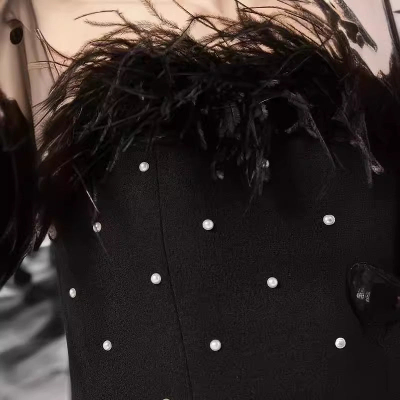 UNIKCOSA Velora Strapless Pearl Waist Bandage Dress π«