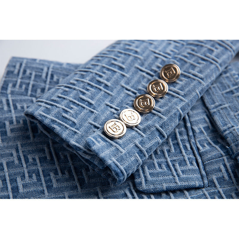 UNIKCOSA Velora DenimÉlite Blazer Geometric Jacquard 💫