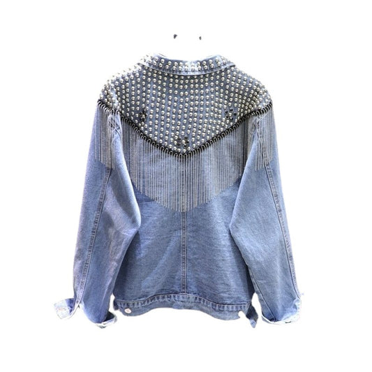 UNIKCOSA RivetMuse Tassel Denim Jacket for Women π₯