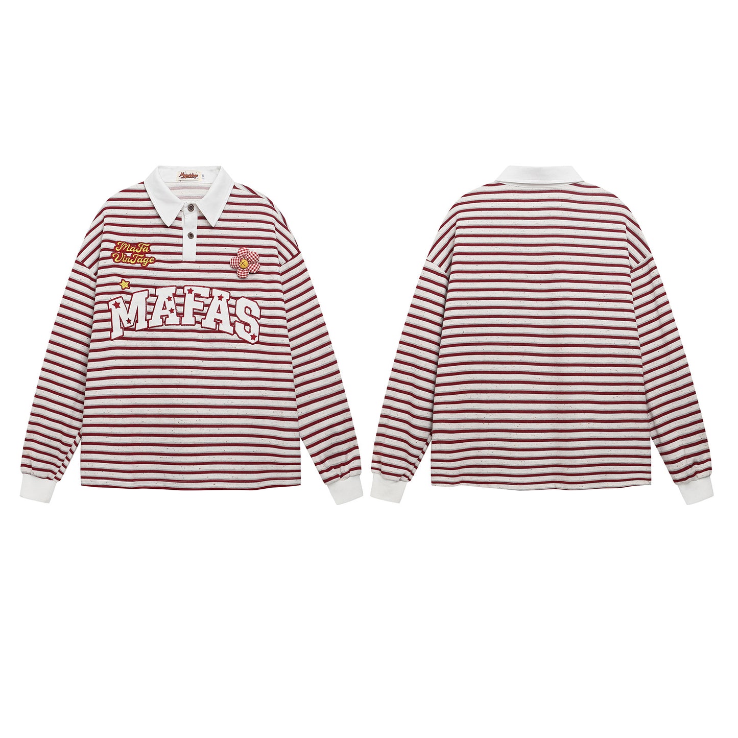 UNIKCOSA Velora Embroidered Striped Long Sleeve Polo Shirt ๐ซ