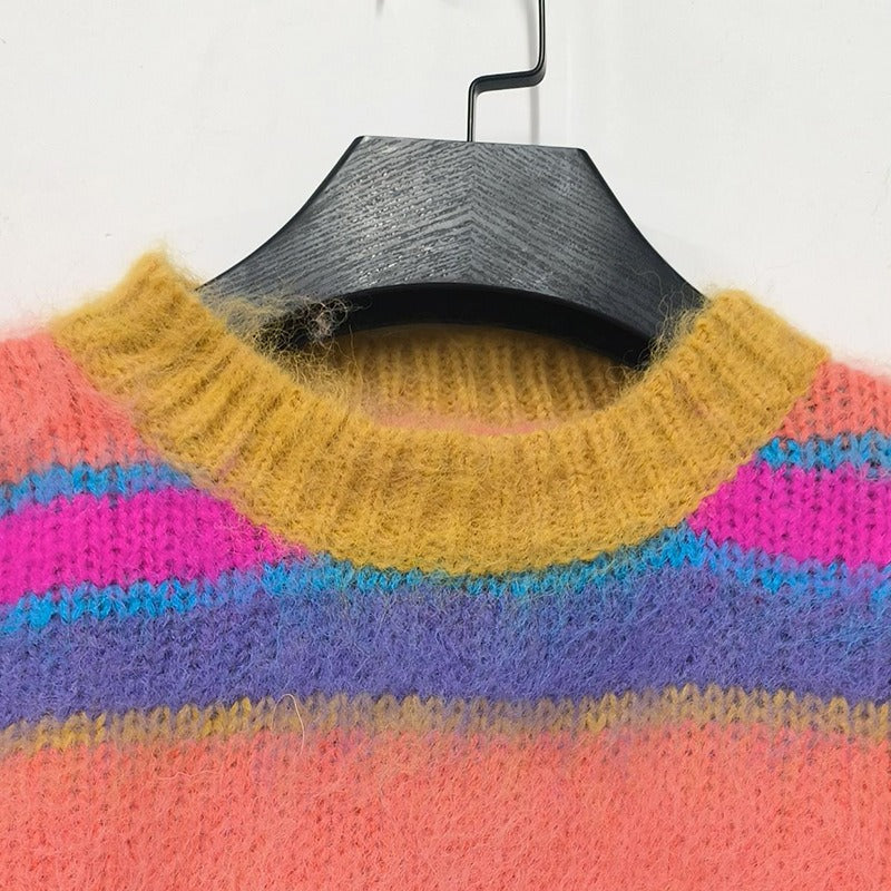 UNIKCOSA ColorMuse Contrast Knit Top & A-Line Skirt Set for Women 🌈