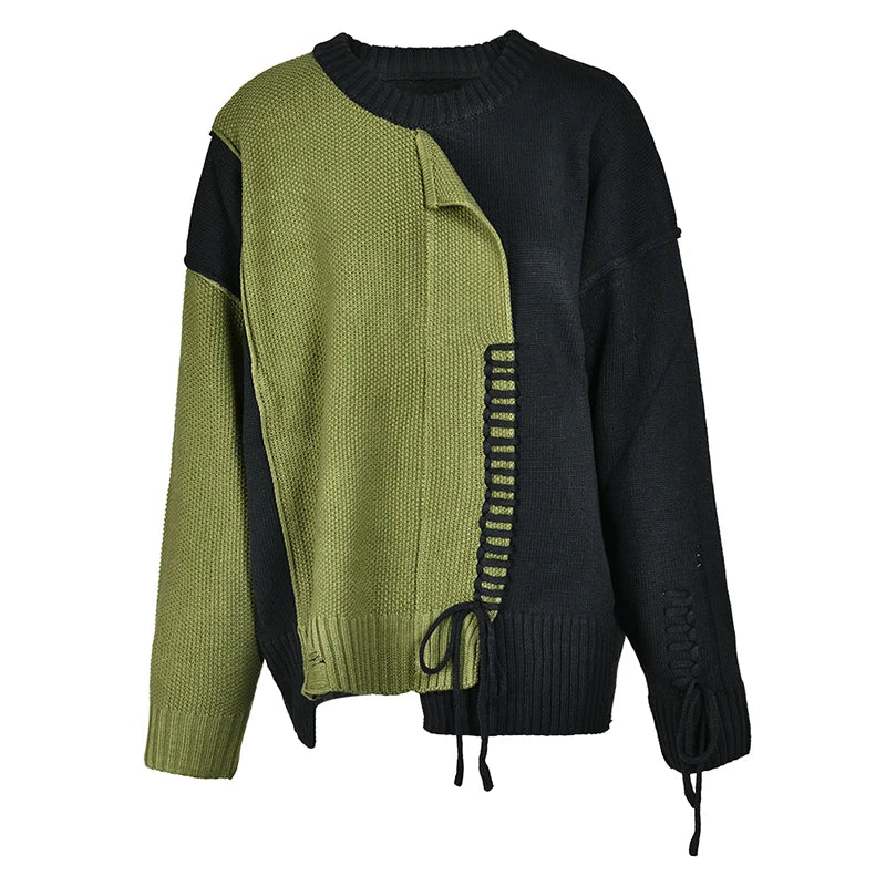 UNIKCOSA VerdeFlow Women’s Colorblock Knit Sweater