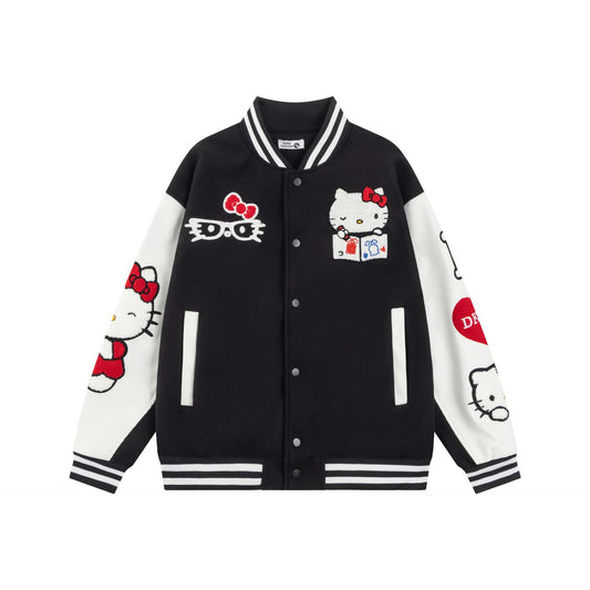 UNIKCOSA Velora CatLuxe Varsity PU ColorBlock Jacket π«