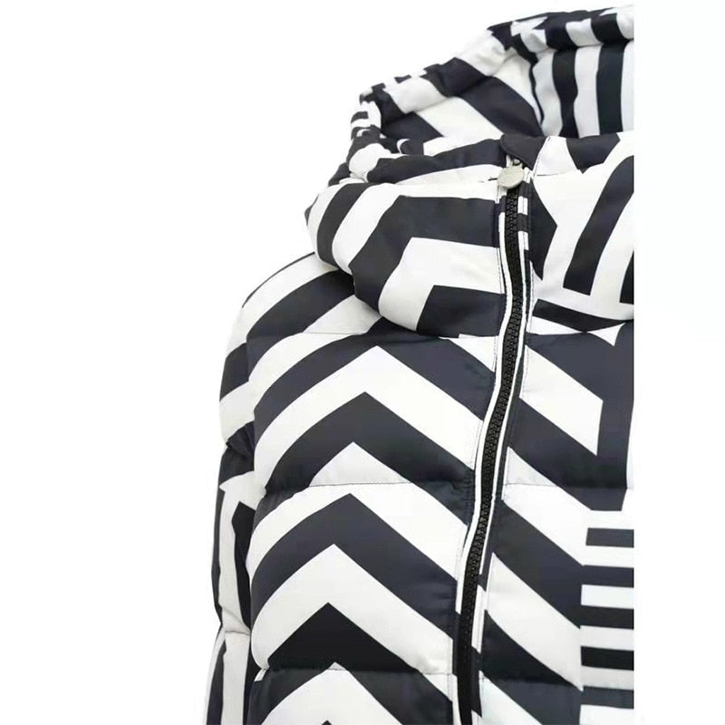 UNIKCOSA Velora Striped Down Jacket Hooded Parka Women π«