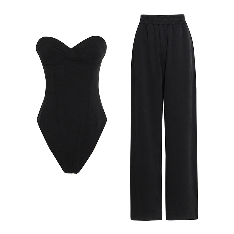 UNIKCOSA Velora Two Piece Set Tube Top Vest Wide Leg Pants π«