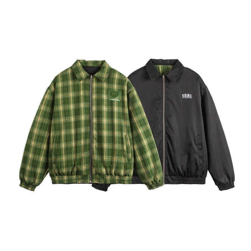 UNIKCOSA UrbanSoul Two-Way Embroidered Plaid Jacket 💫