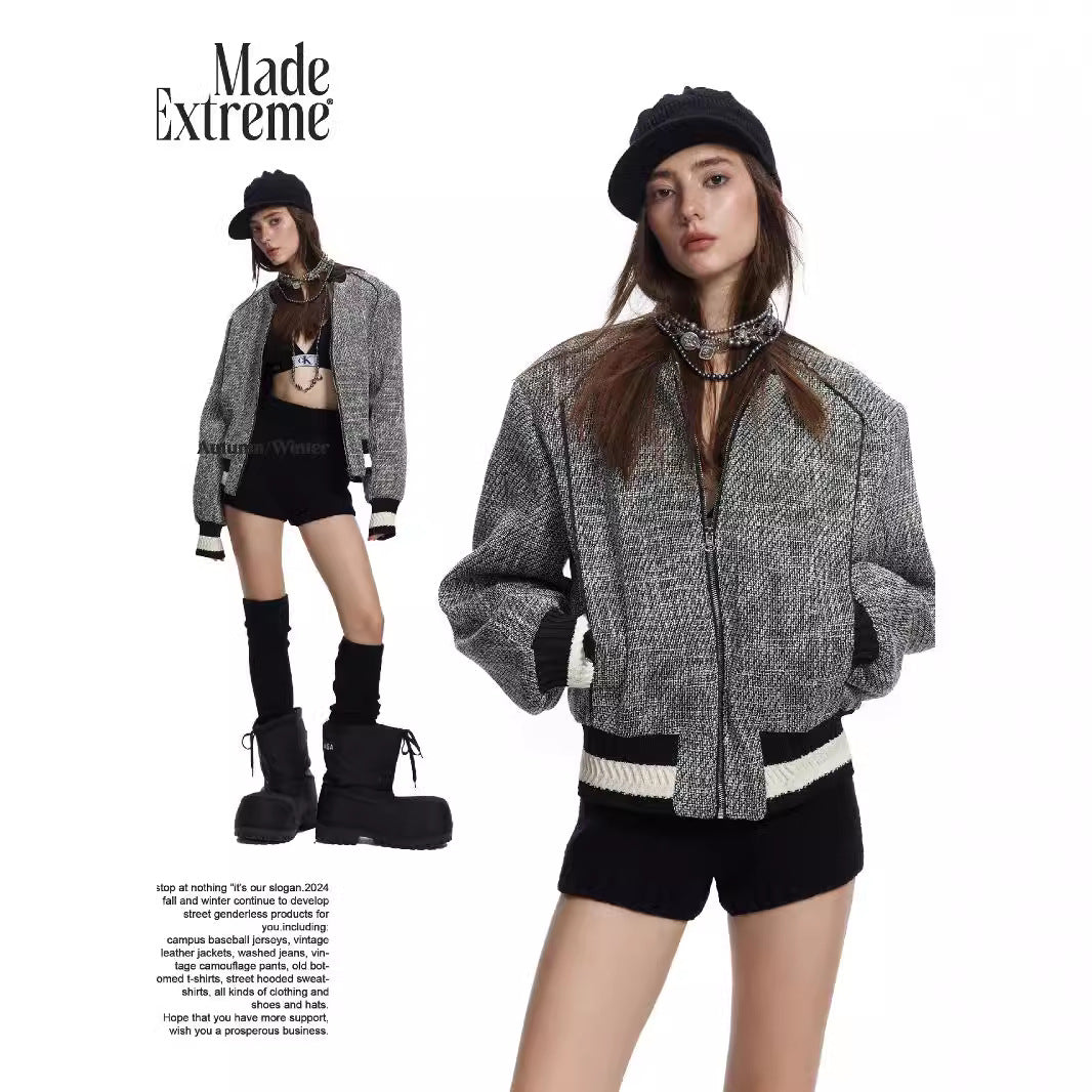 UNIKCOSA Velora Oversize Flower Knit Jacket Stand Collar π«