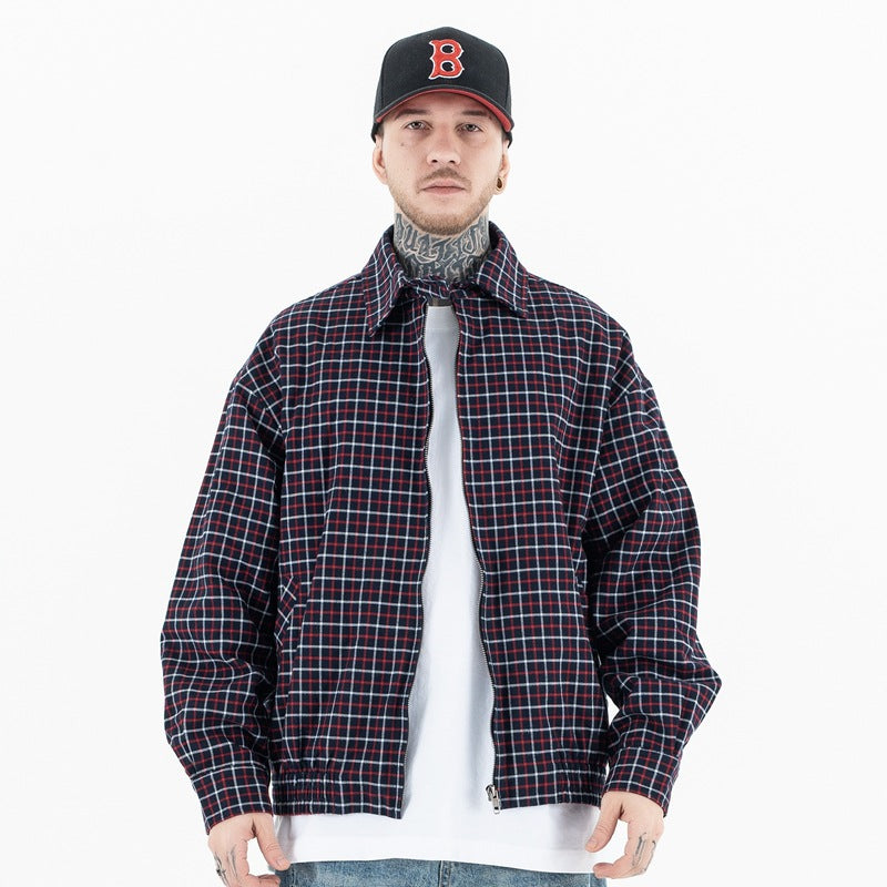 UNIKCOSA NoirFit Wine Red Plaid Long Sleeve Jacket π«