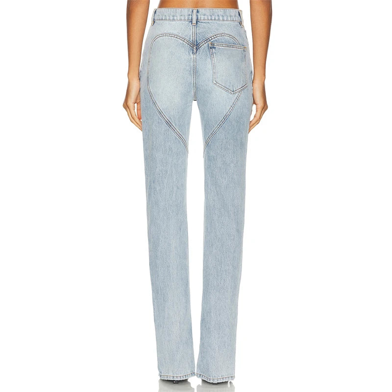 UNIKCOSA BloomFit 3D Floral High-Waist Y2K Jeans 🌸