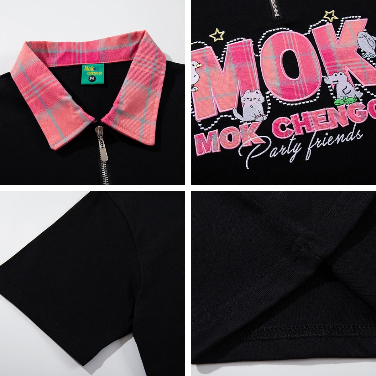 UNIKCOSA RetroMuse Patchwork Collar Half Zip Tee Unisex π«