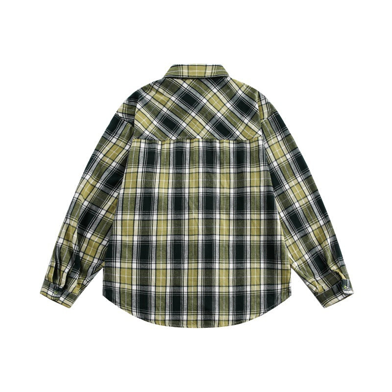 UNIKCOSA UrbanSoul Green Plaid Loose Workwear Shirt 🌆