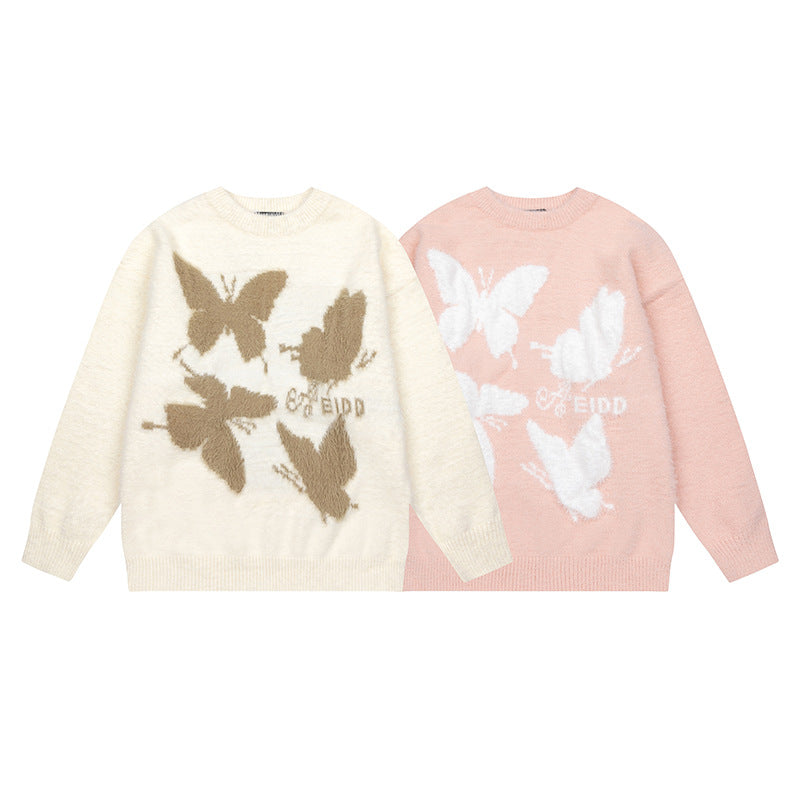 UNIKCOSA LuxeEase Butterfly Jacquard Knit Sweater 💫