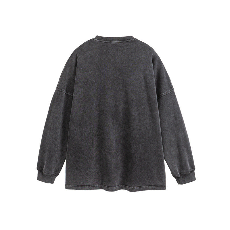 UNIKCOSA Velora Washed Letter Print Crew Neck Sweatshirt 💫