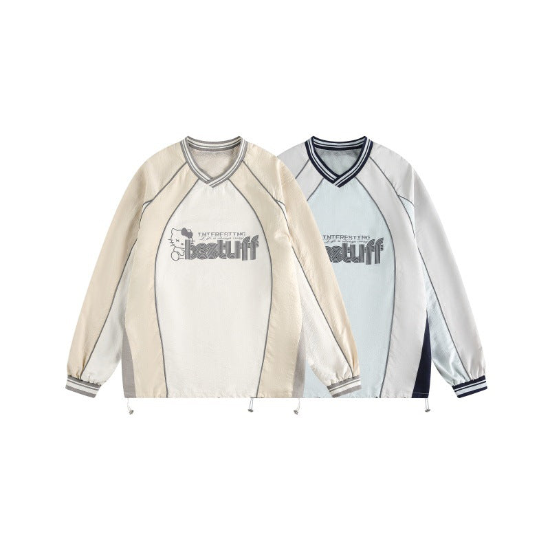 UNIKCOSA Velora Color Block V Neck Sweatshirt Men π«