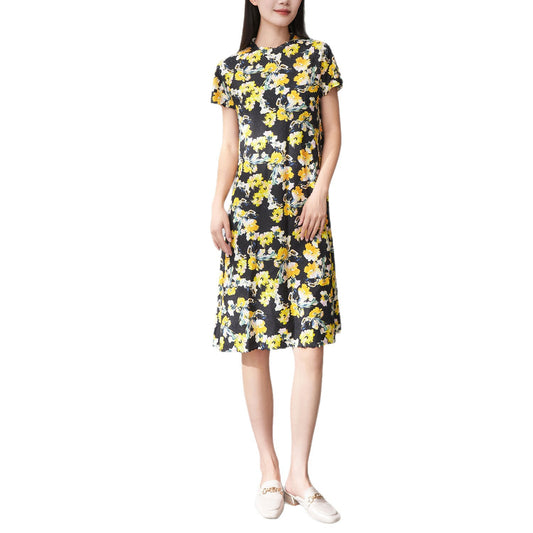 UNIKCOSA LuxeEase Floral Midi Dress Yellow A-Line πΈ