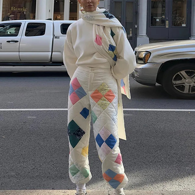 UNIKCOSA DiamondLace Printed Strap Jacket & Pants Set