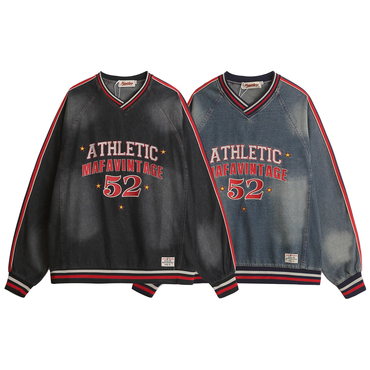 UNIKCOSA Velora Washed Letter Embroidered Denim Sweatshirt 💫