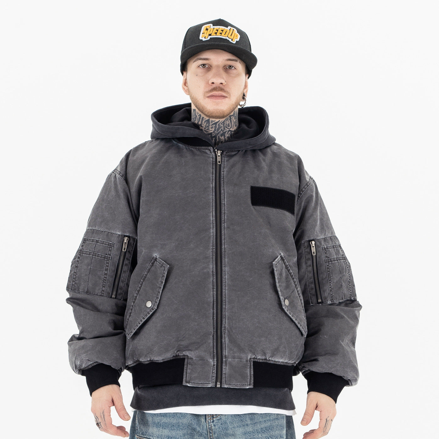 UNIKCOSA UrbanSoul Vintage Multi Pocket Bomber Jacket 💫