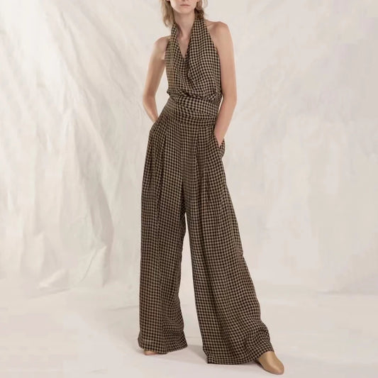 UNIKCOSA Velora Y2K Commuter Wide Leg Plaid Pants π«