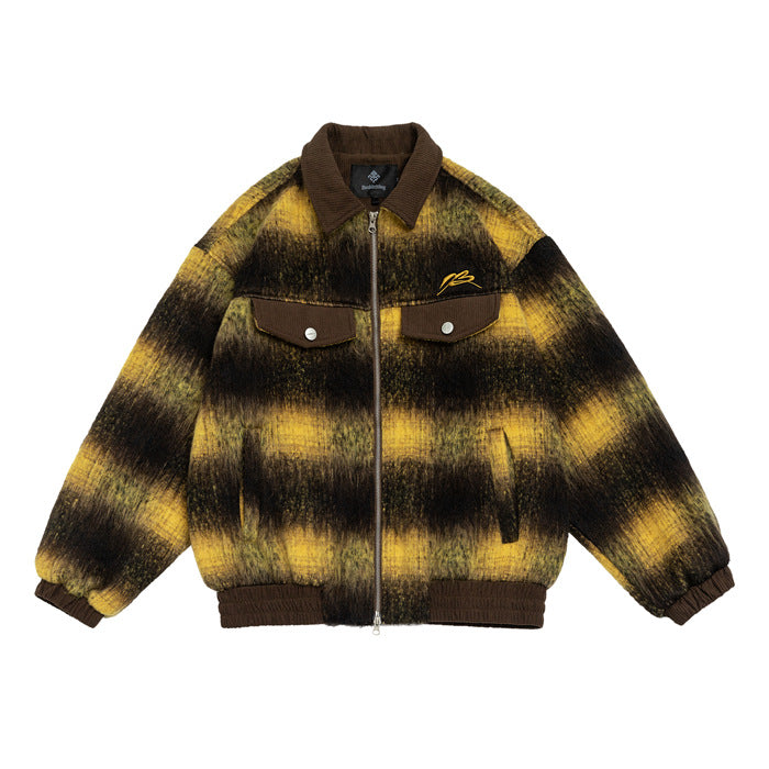 UNIKCOSA UrbanSoul StripeFusion Coat Patchwork Zip Jacket 💫