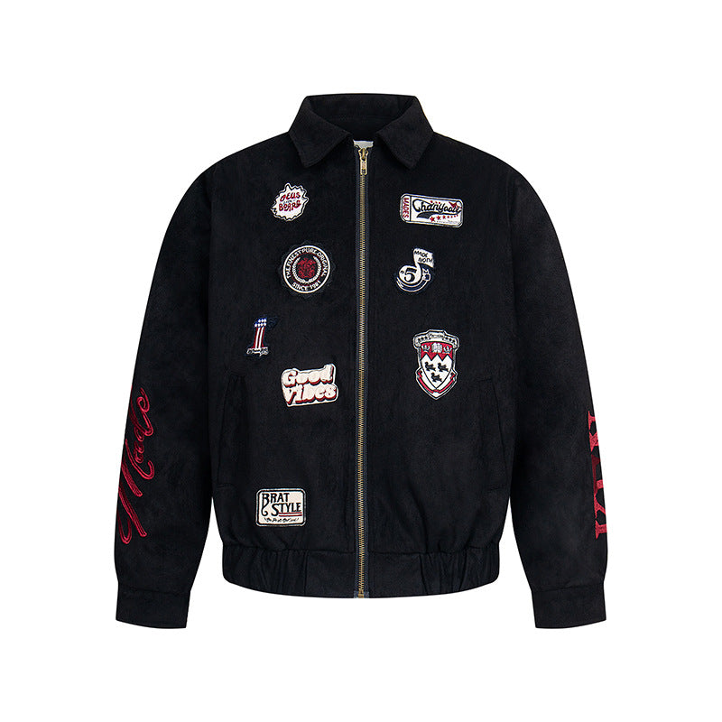 UNIKCOSA Velora SuedeCraft Jacket Retro Embroidered Zip 💫