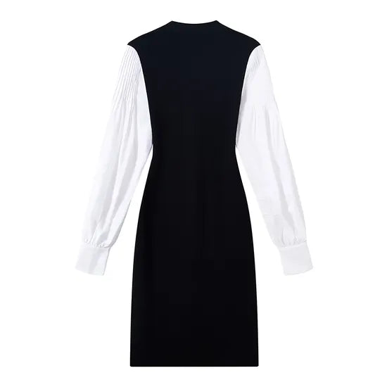 Elegant Women's V-Neck Knit Dress with Buttons β Long Sleeve Midi Style