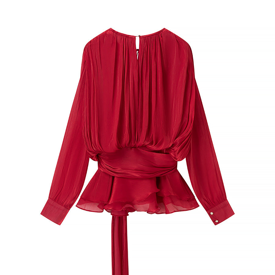 UNIKCOSA LuxeEase Round Neck Pleated Mesh Short Dress 💫