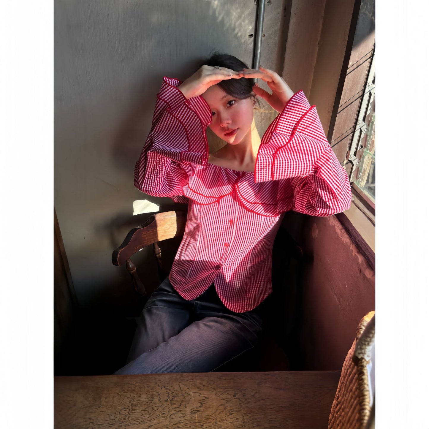 UNIKCOSA Velora Checkered Lotus One Shoulder Shirt π«