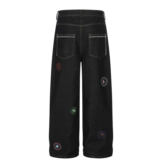 UNIKCOSA Velora Denim Jeans Embroidered Sunflower 🌸