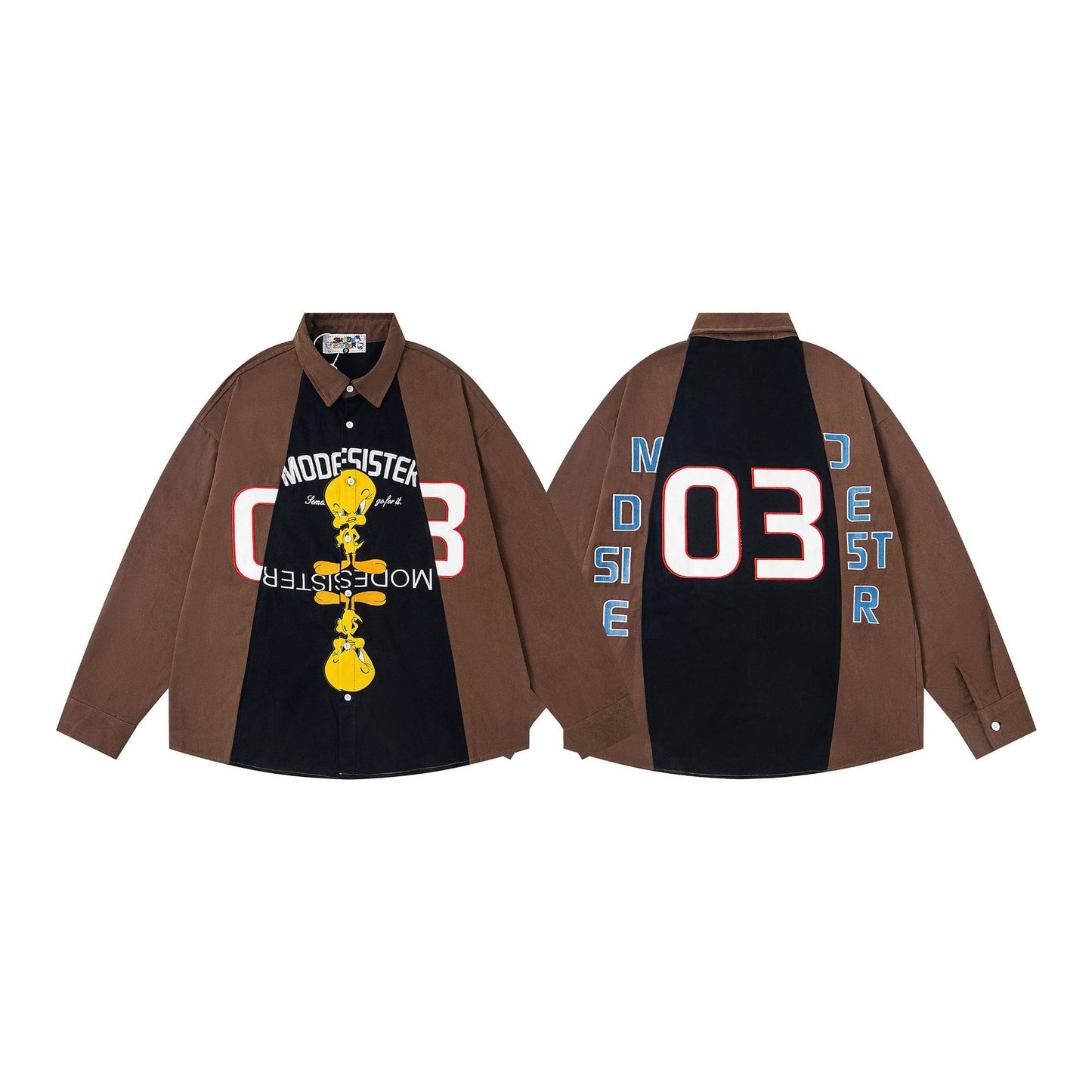 UNIKCOSA Velora Color Block Cartoon Print Loose Shirt π«