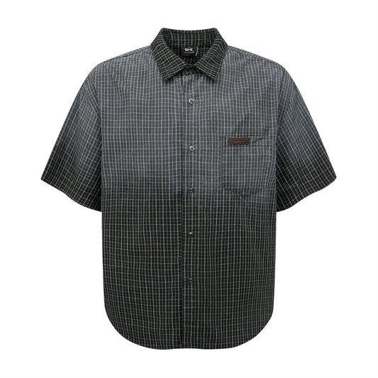 UNIKCOSA RetroMuse Gradient Plaid Short Sleeve Men's Shirt💫