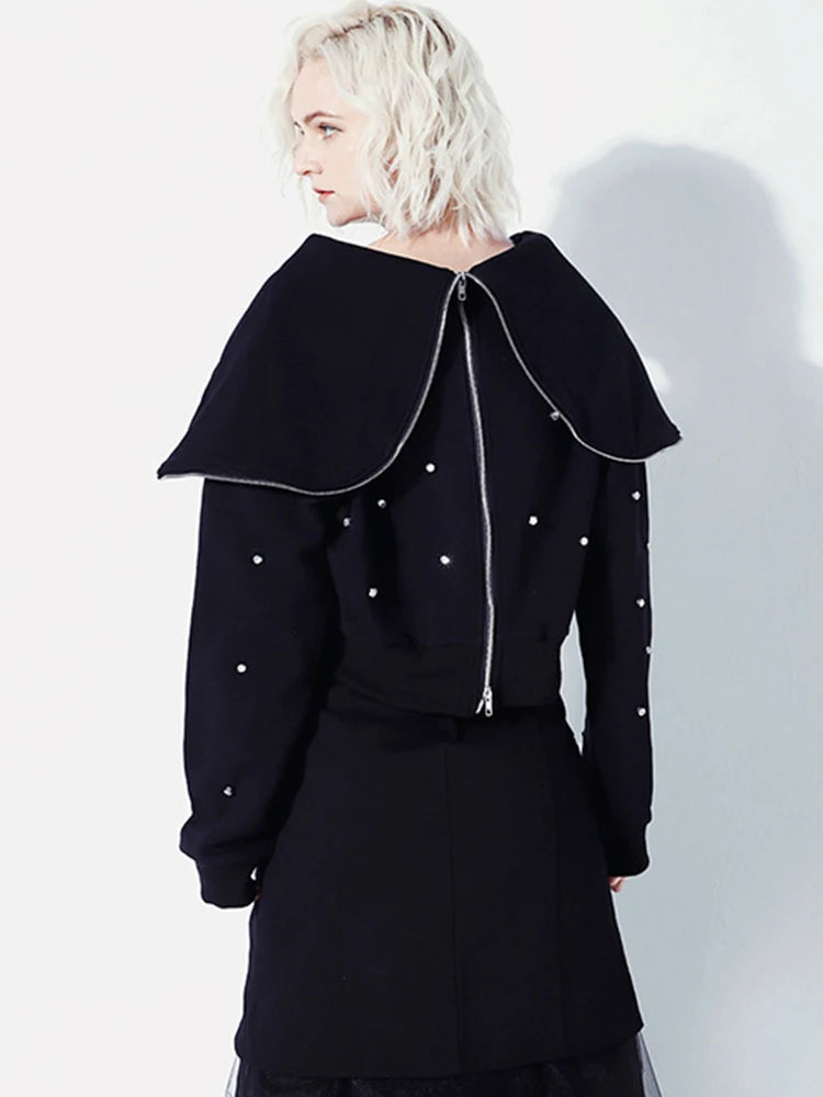 UNIKCOSA DiamondLuxe Handmade Rhinestone Two-Piece Hoodie Set for Women 💎