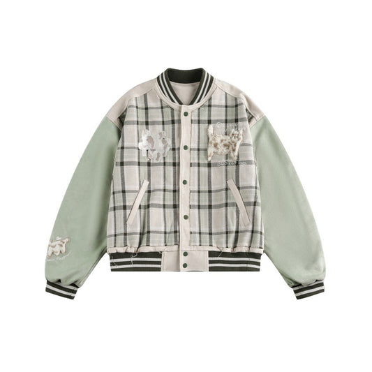 UNIKCOSA Velora CatPlaid Varsity Jacket Plaid Street π«