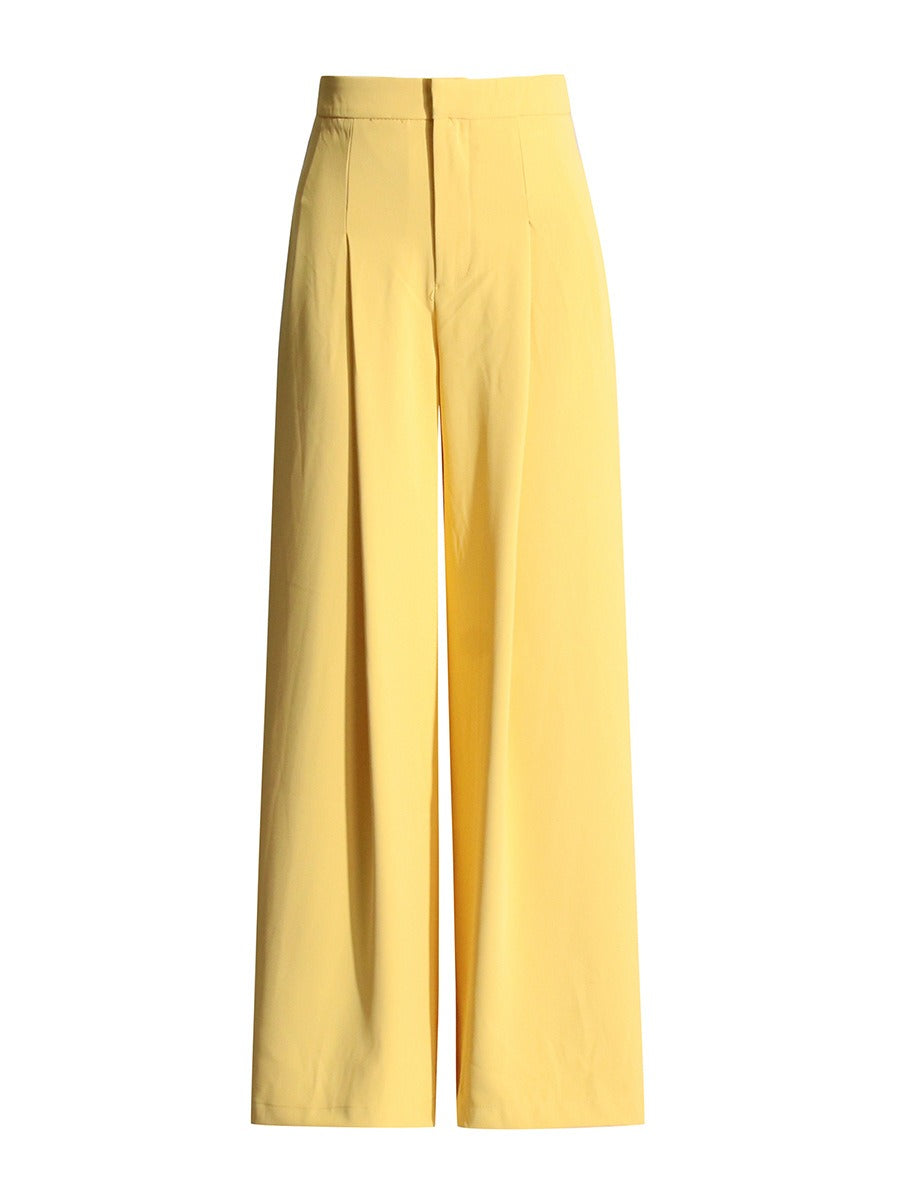 UNIKCOSA V-Neck Slim-Fit Blazer & Pleated Wide-Leg Pants Set — Modern Elegance Edition 💛
