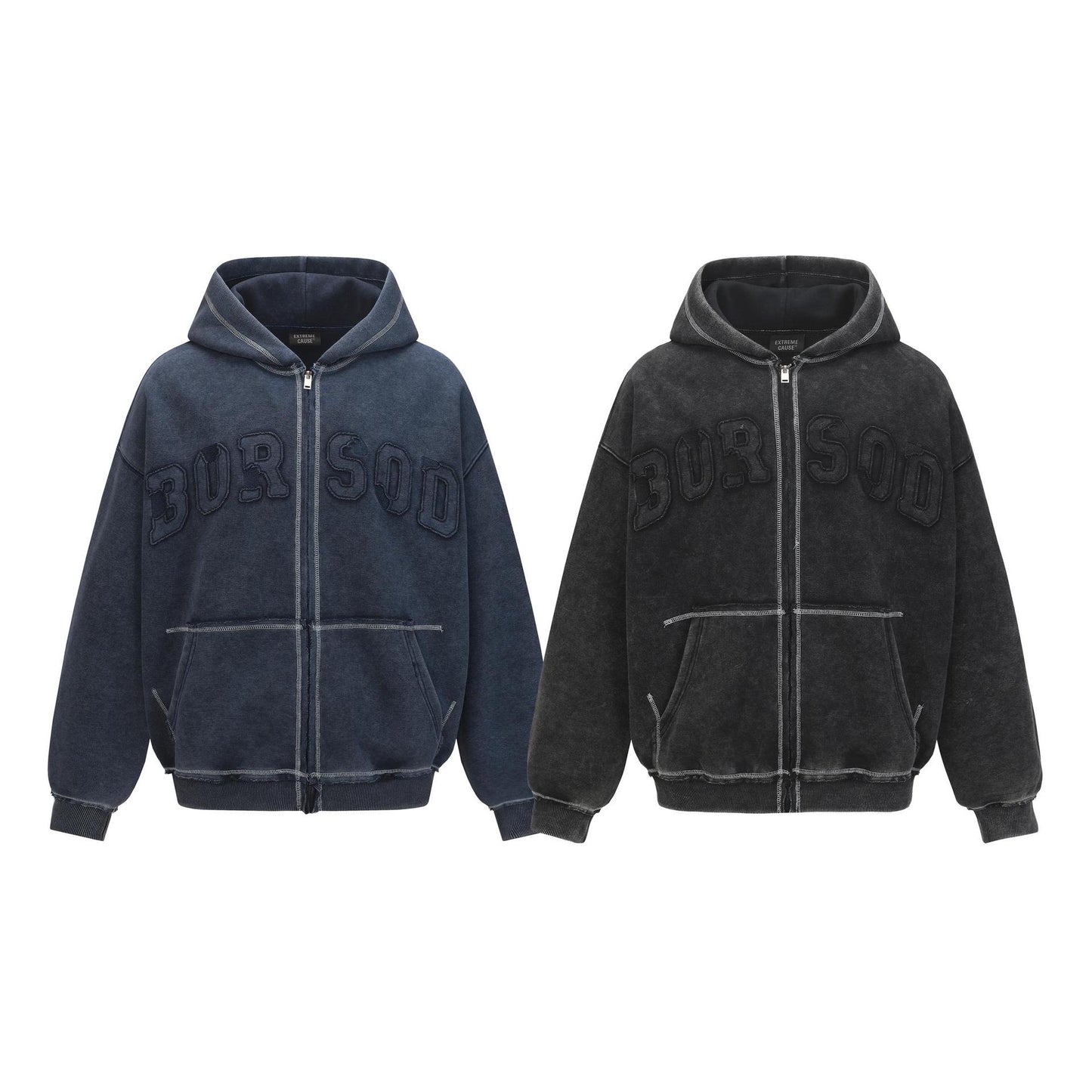 UNIKCOSA NoirFit Embroidered Hooded Cardigan Jacket π«