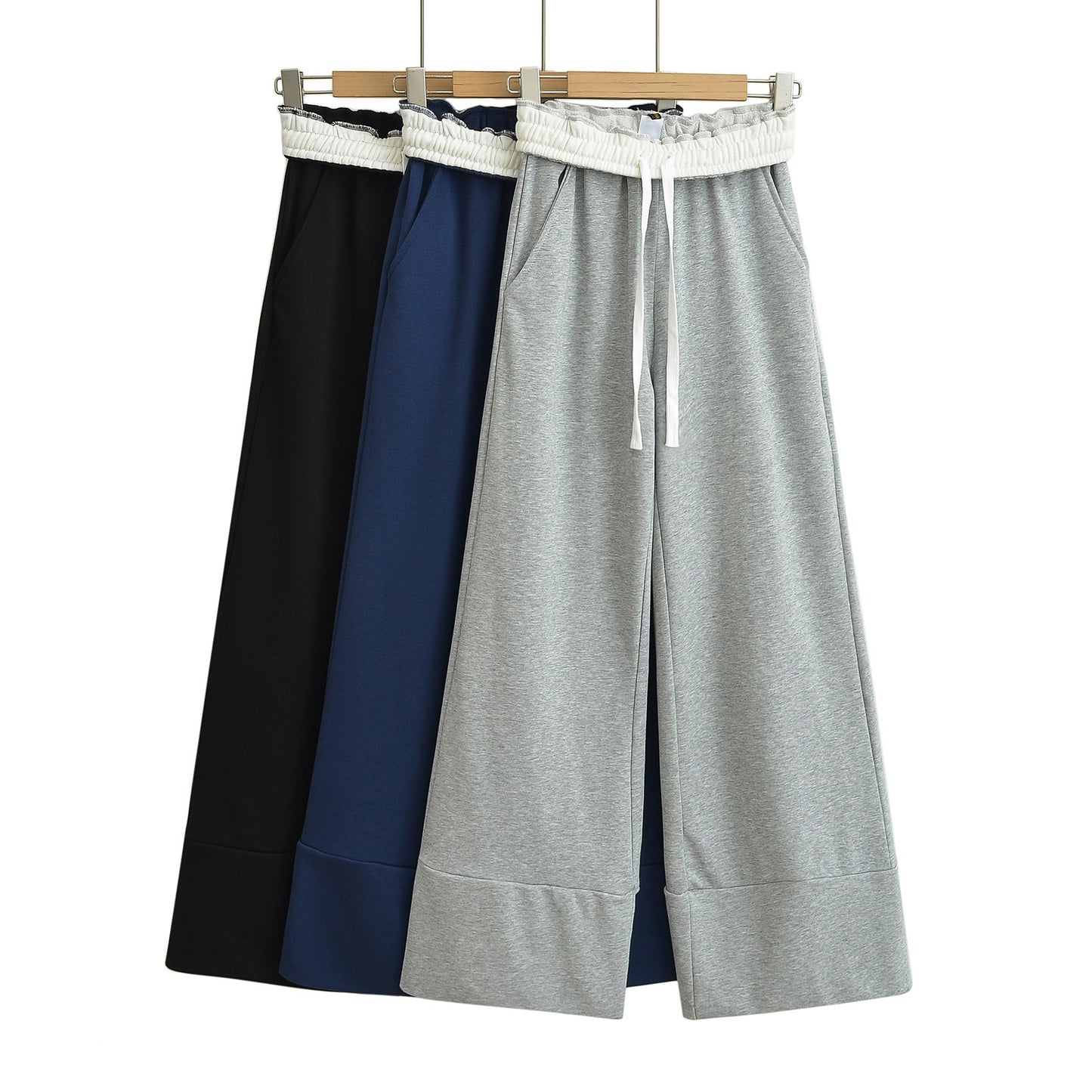 UNIKCOSA NoirFit Colorblocked Waist Flip Wide Leg Pants 💫